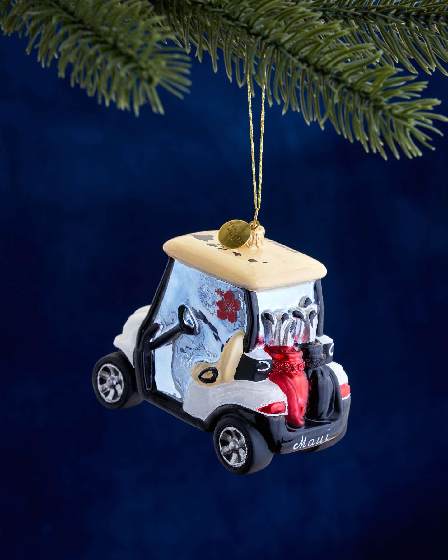 Balsam Hill Studio Maui Beige Golf Cart Ornament
