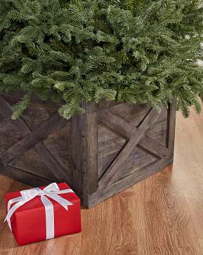 Gray Wooden Crate Tree Collar Gray Wooden Crate Tree Collar