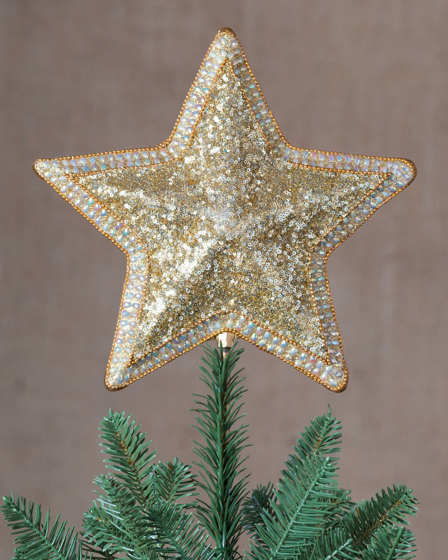 Balsam Hill Classic Star Beaded Artificial Christmas Tree Topper Sparkling Festive Accent