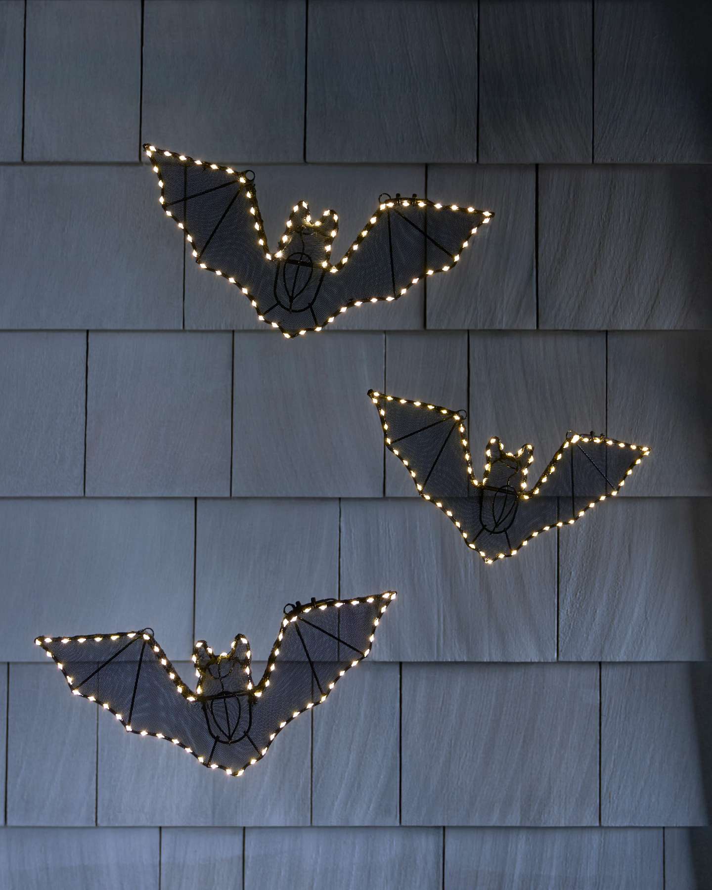 Balsam Hill Outdoor Haunted Halloween Bat LED Lights Set of 3 Full View