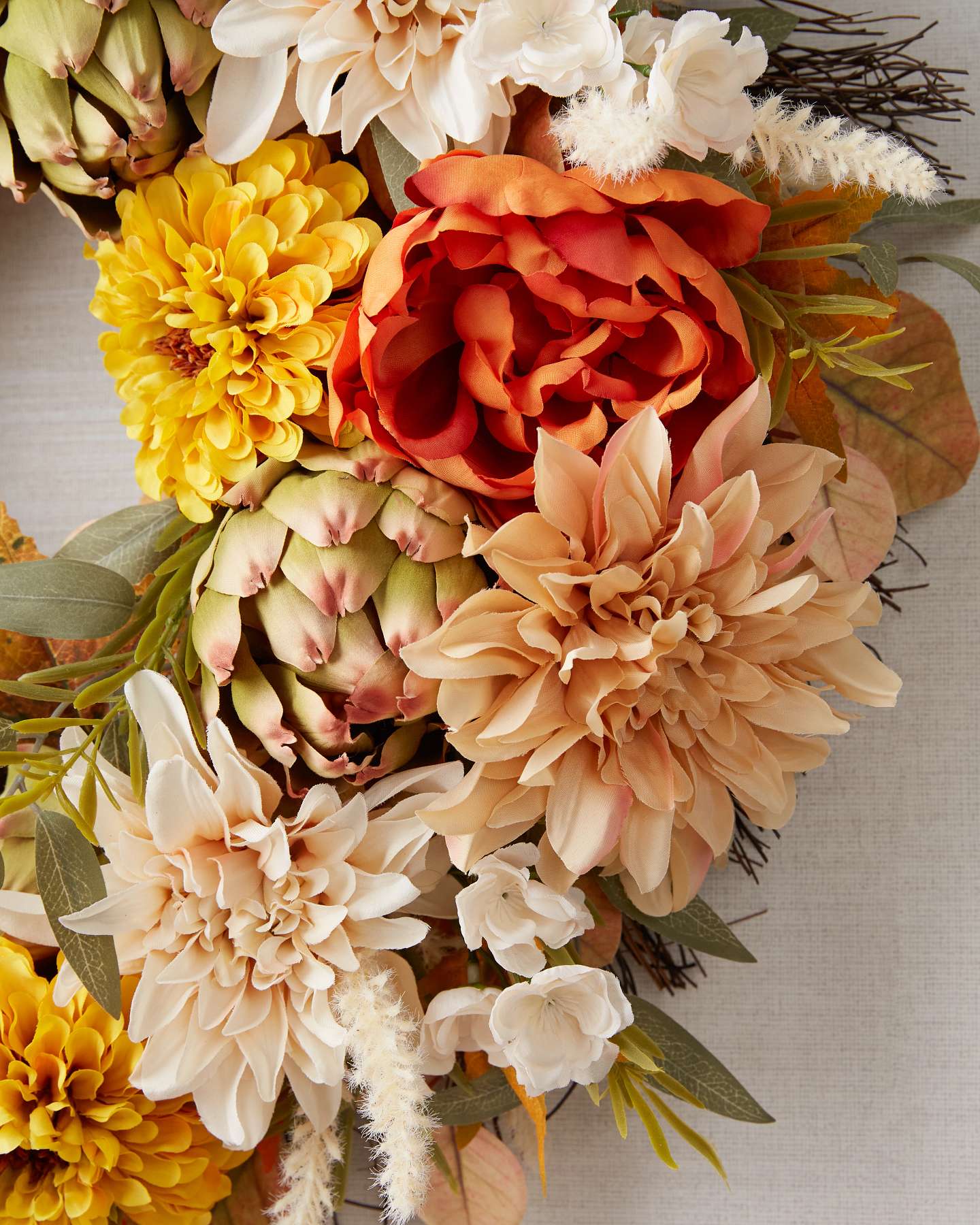 Balsam Hill Autumn Sunrise Wreath 26-Inch Closeup of Texture