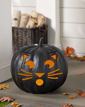 Black Outdoor Lit Cat-o'-Lantern Black Outdoor Lit Cat-o'-Lantern