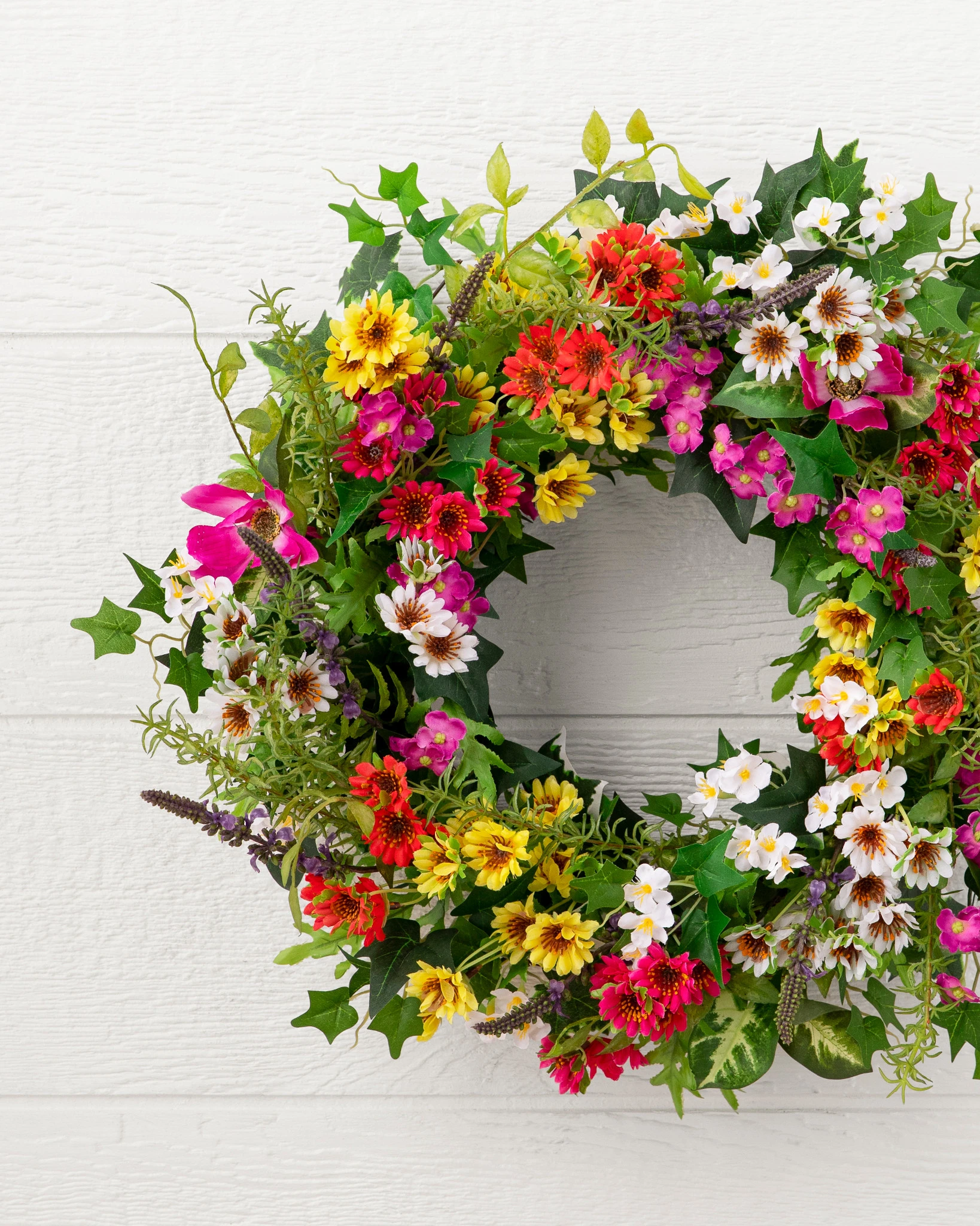 Vivimemo 22" Pink Spring Wreath - Artificial Flower Wreath For Door, Wall, Party & Wedding Decor