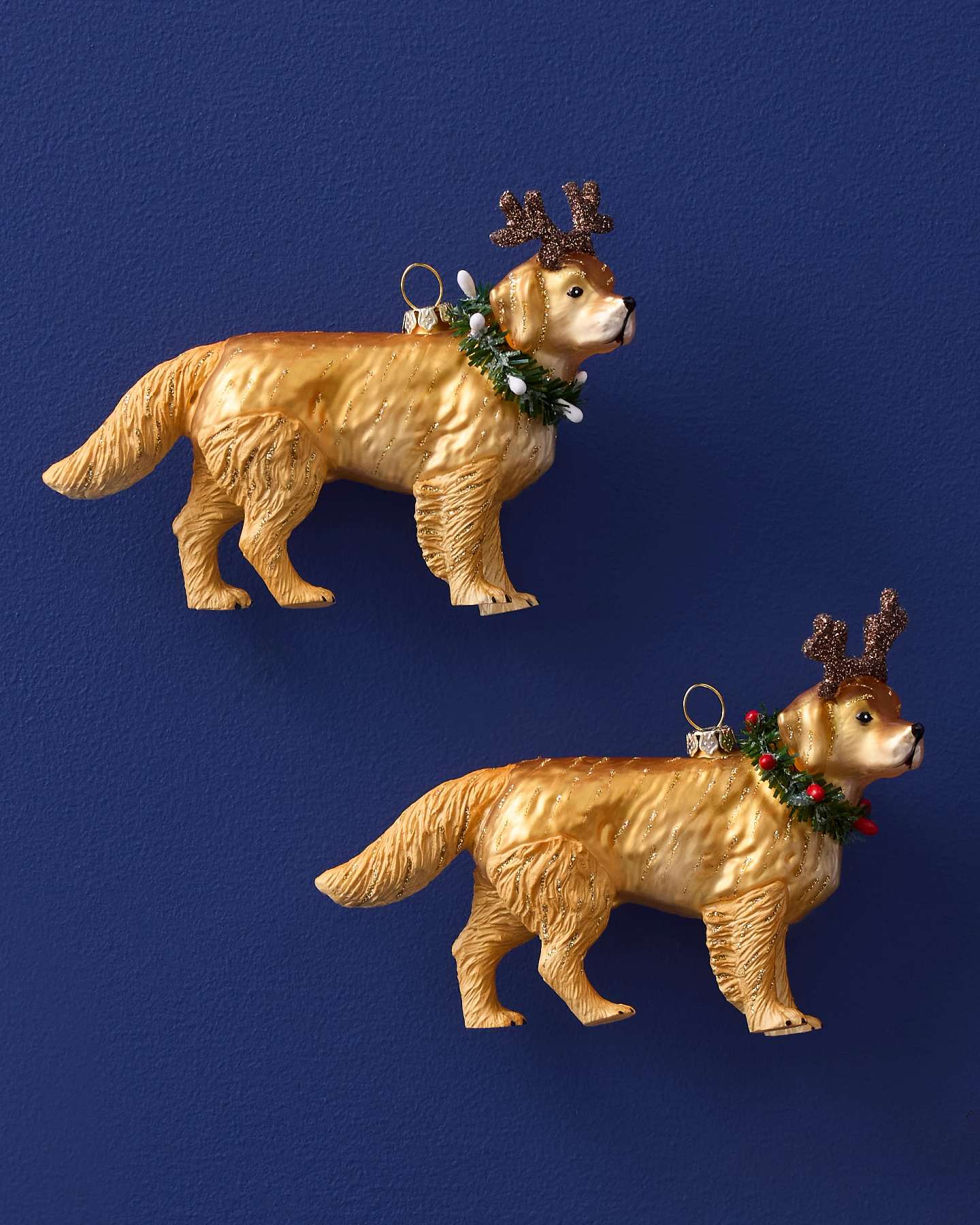 Christmas Golden Retriever Glass Ornaments, Set of 3