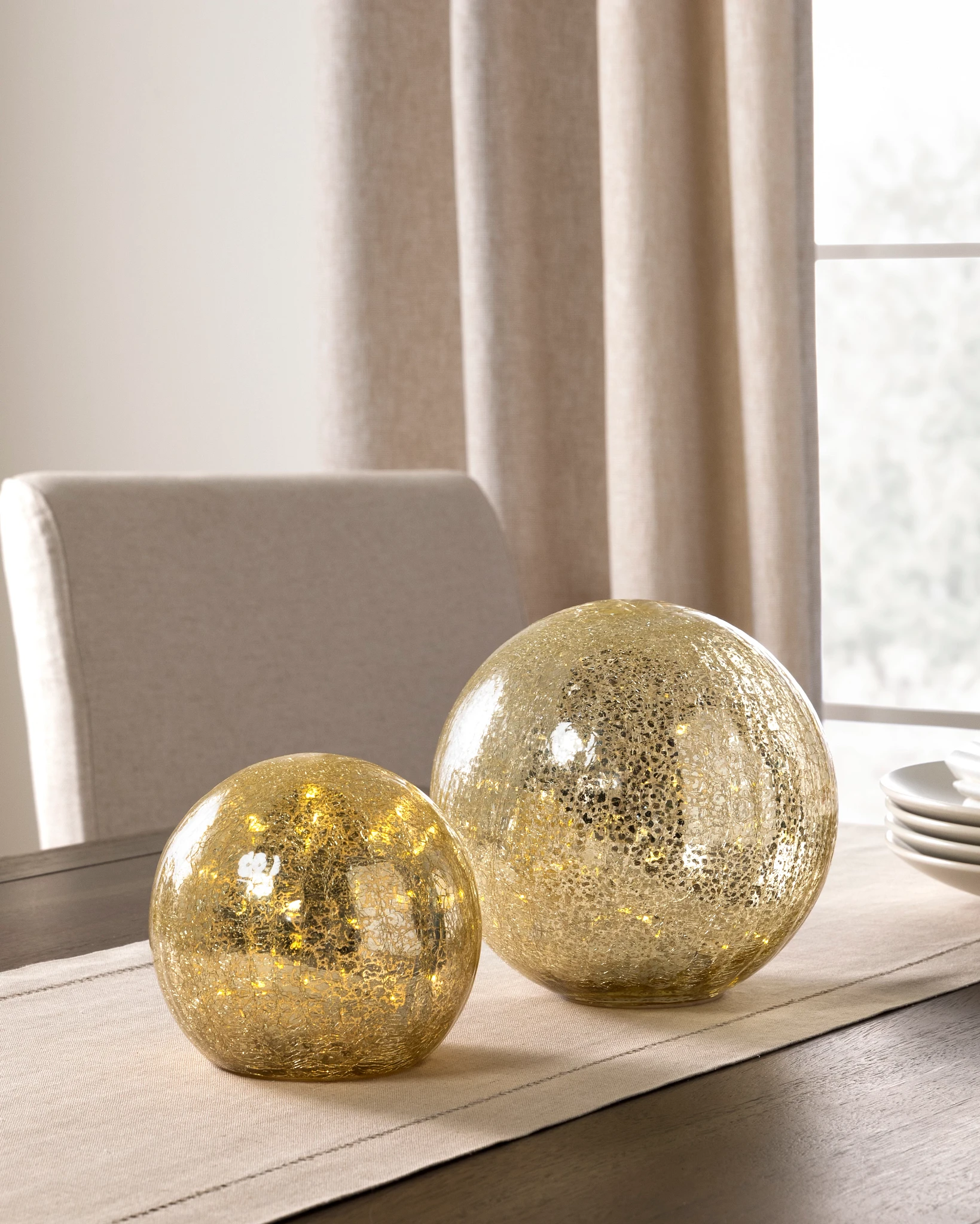 Gold Glowing Mercury Glass Orbs by Balsam Hill SSC