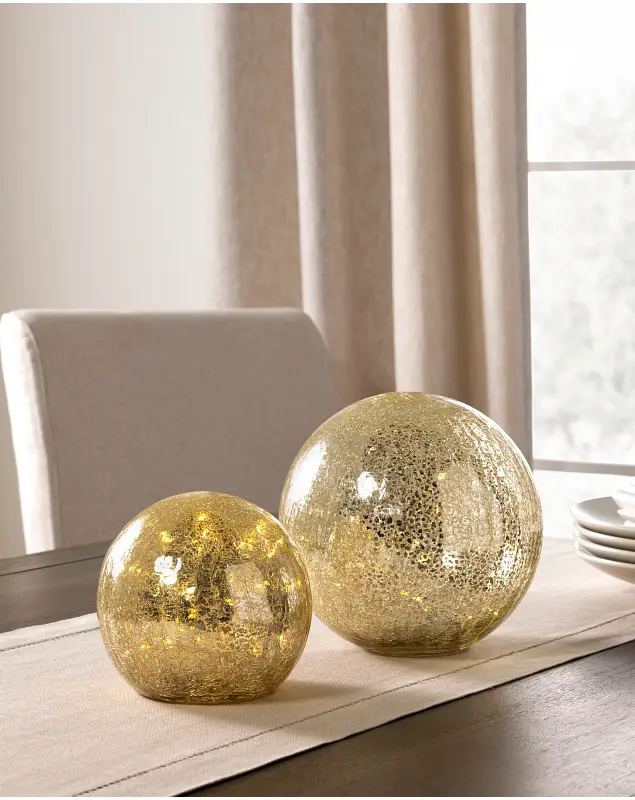 Gold Glowing Mercury Glass Orbs by Balsam Hill SSC