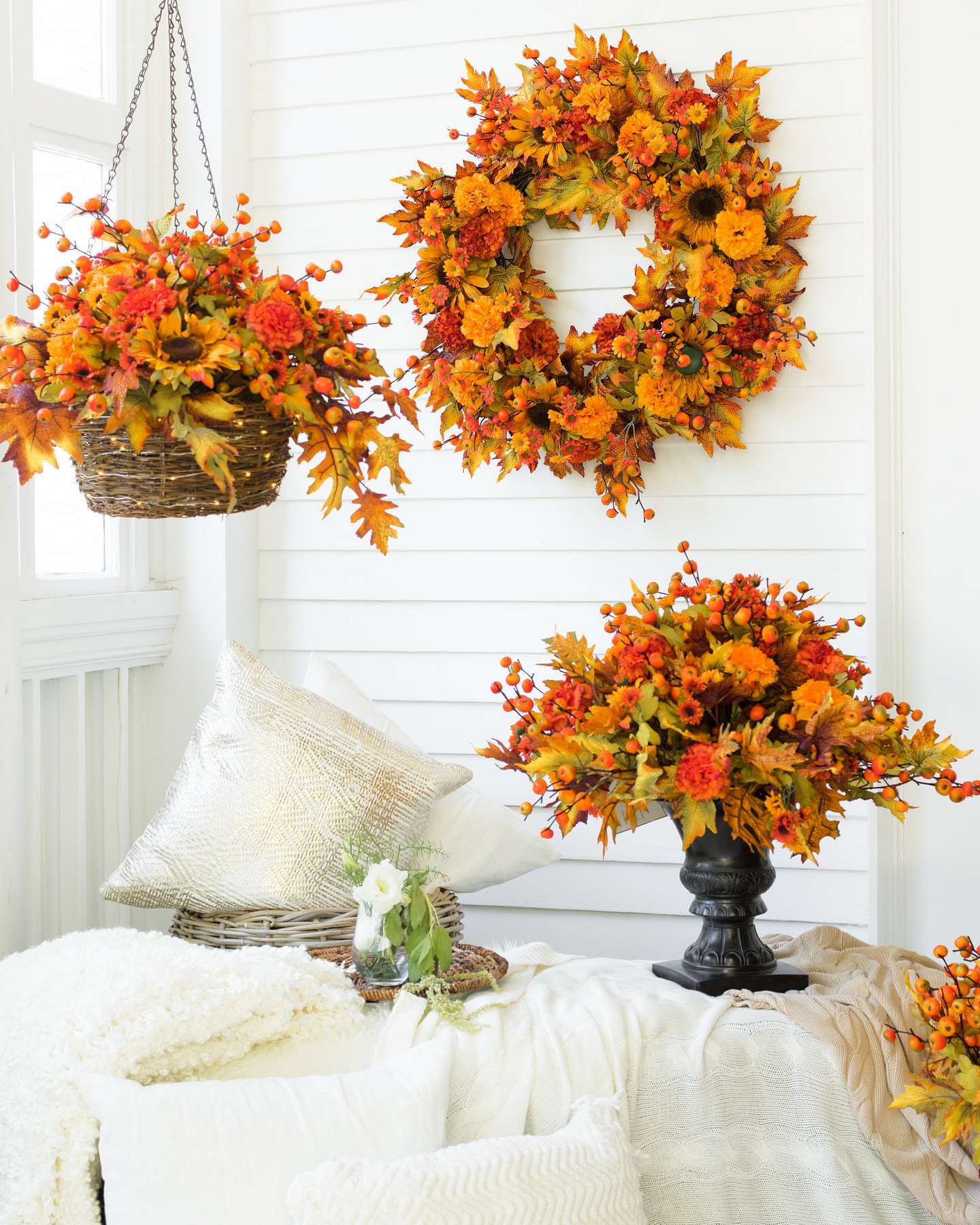 Balsam Hill Outdoor Sunburst Mums Artificial Fall Foliage Beautiful Seasonal Accent