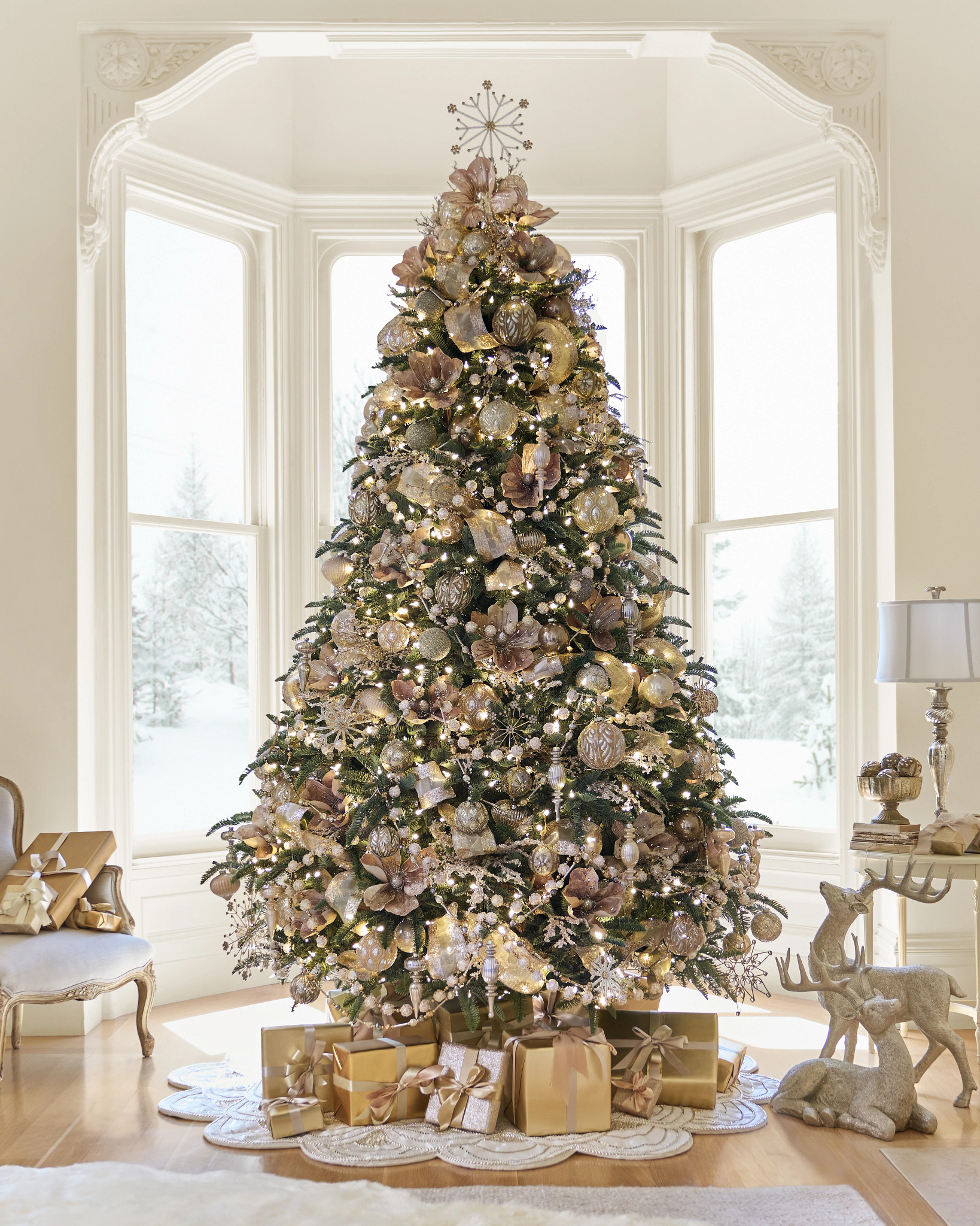 Champagne Sequined Christmas Ribbon | Balsam Hill
