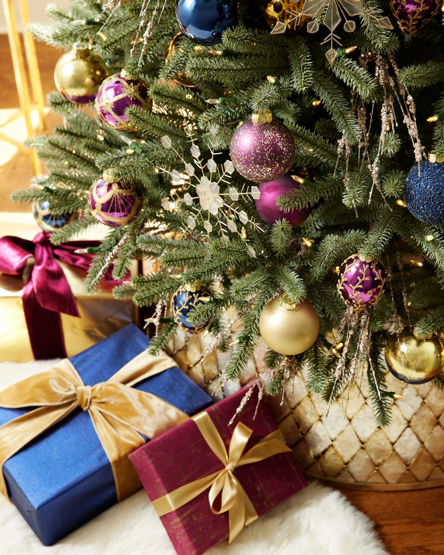 Set de boules de Noël en verre Améthyste et saphir