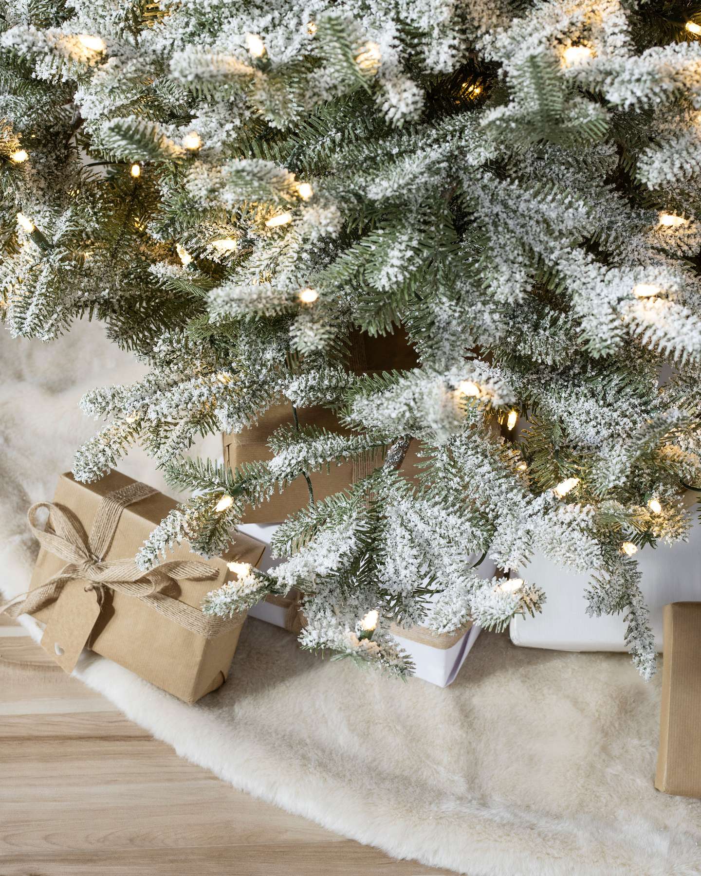 Balsam Hill Frosted Balsam Fir Artificial Christmas Tree Display with Tree Skirt