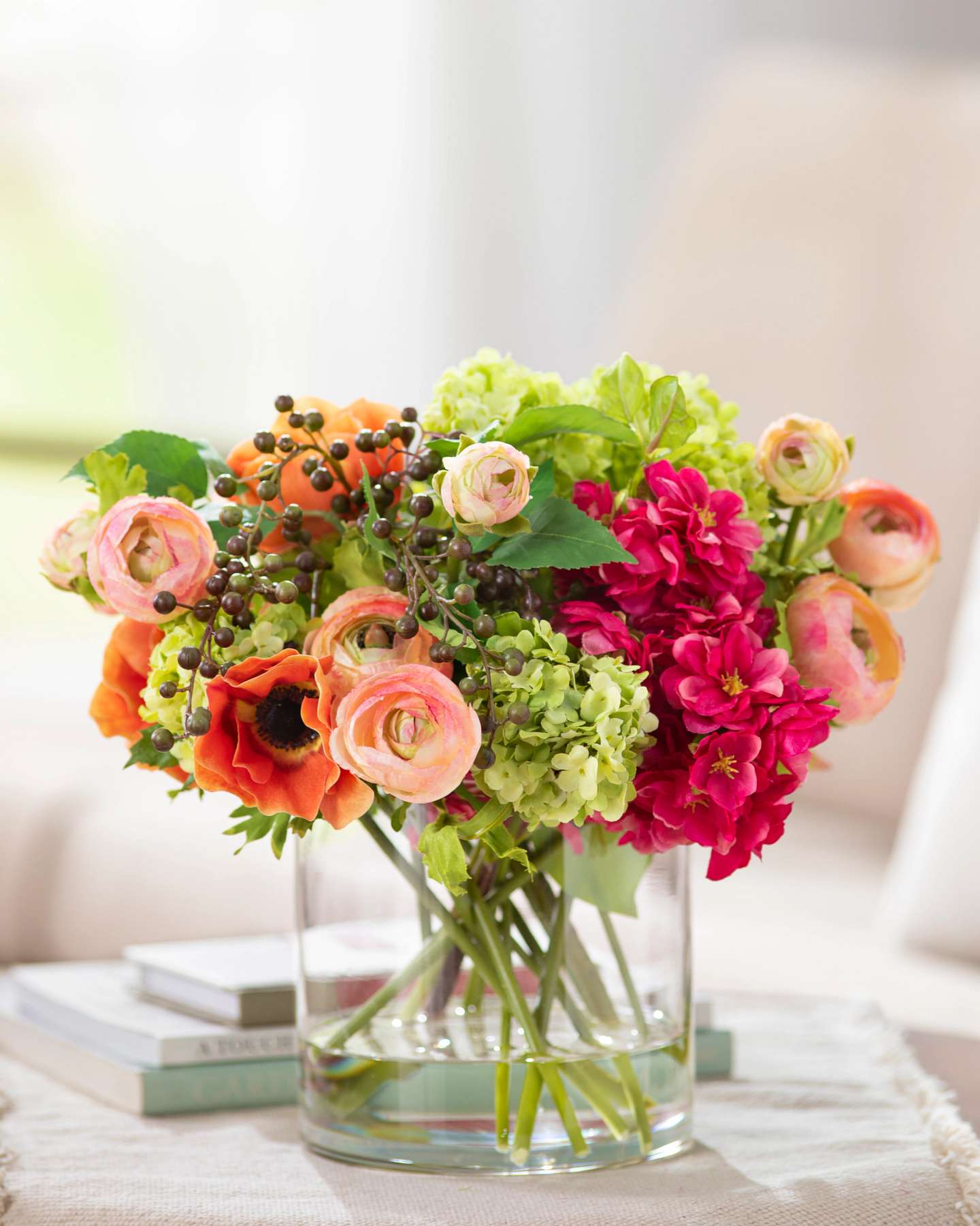 Balsam Hill Hydrangea and Ranunculus Artificial Flower Arrangement Showcase