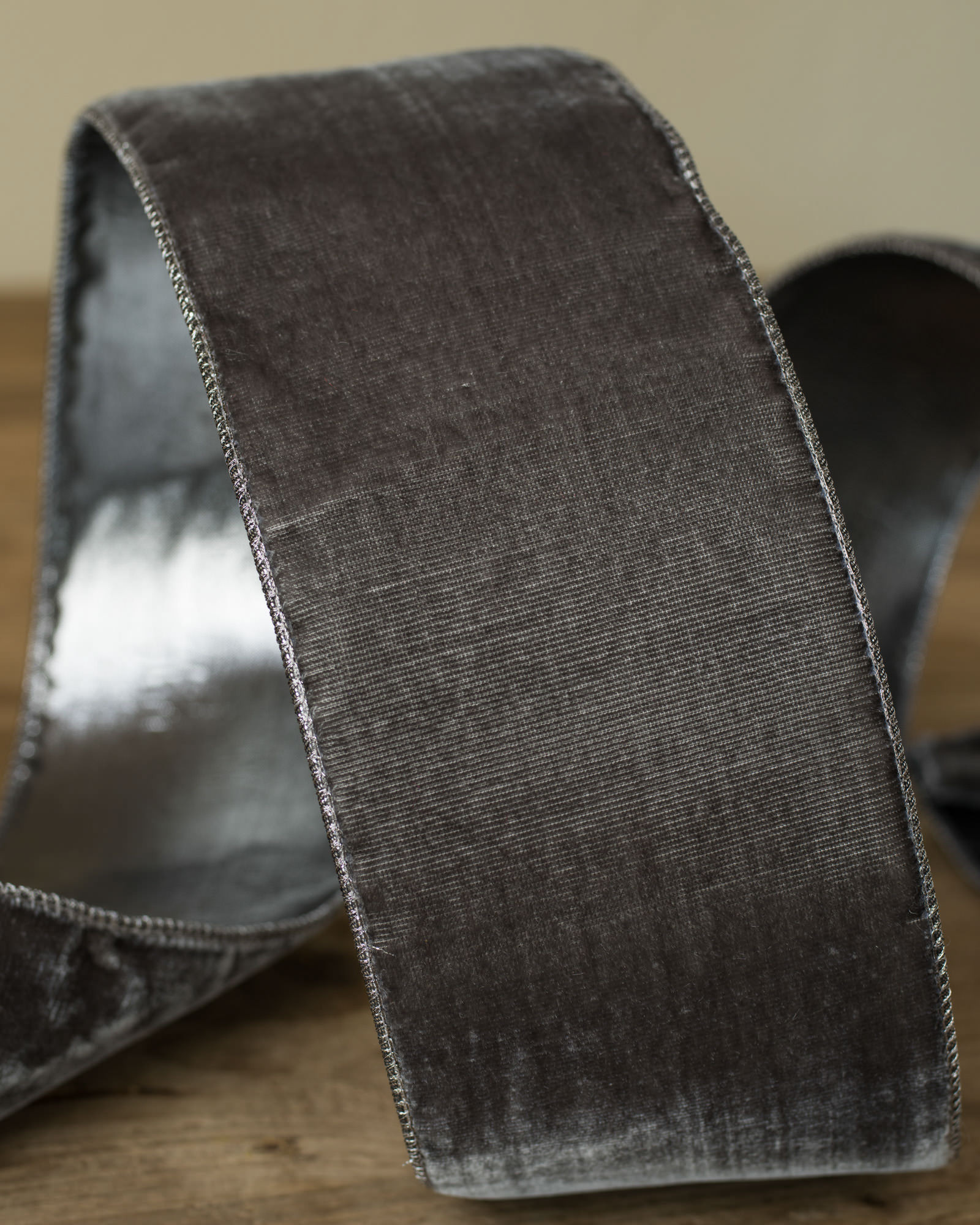 Gray Velvet Christmas Tree Ribbon
