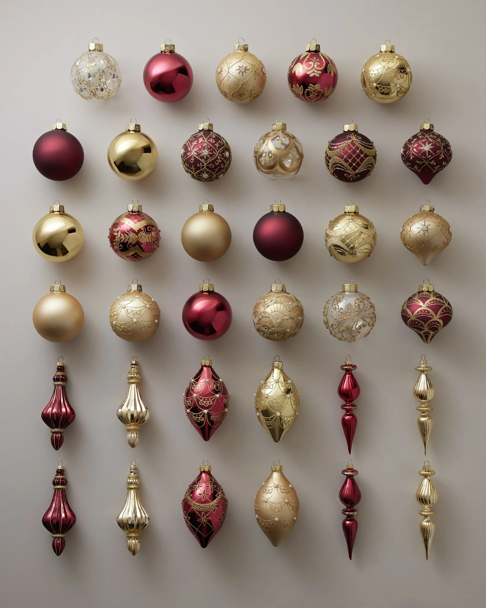 Burgundy Gilded Glory Main Ornament Set