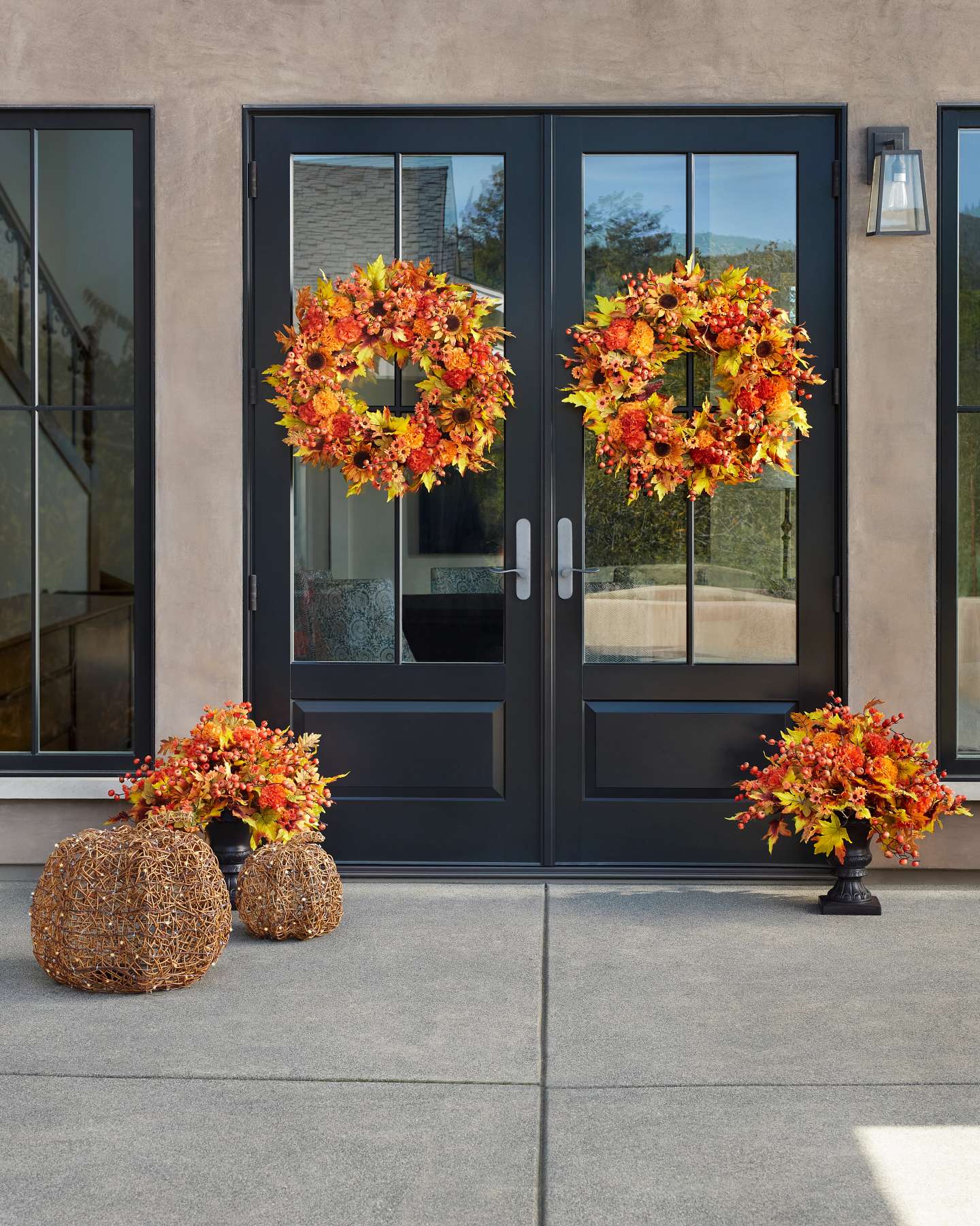 Balsam Hill Outdoor LED Wire Pumpkins Autumn Lifestyle Scene