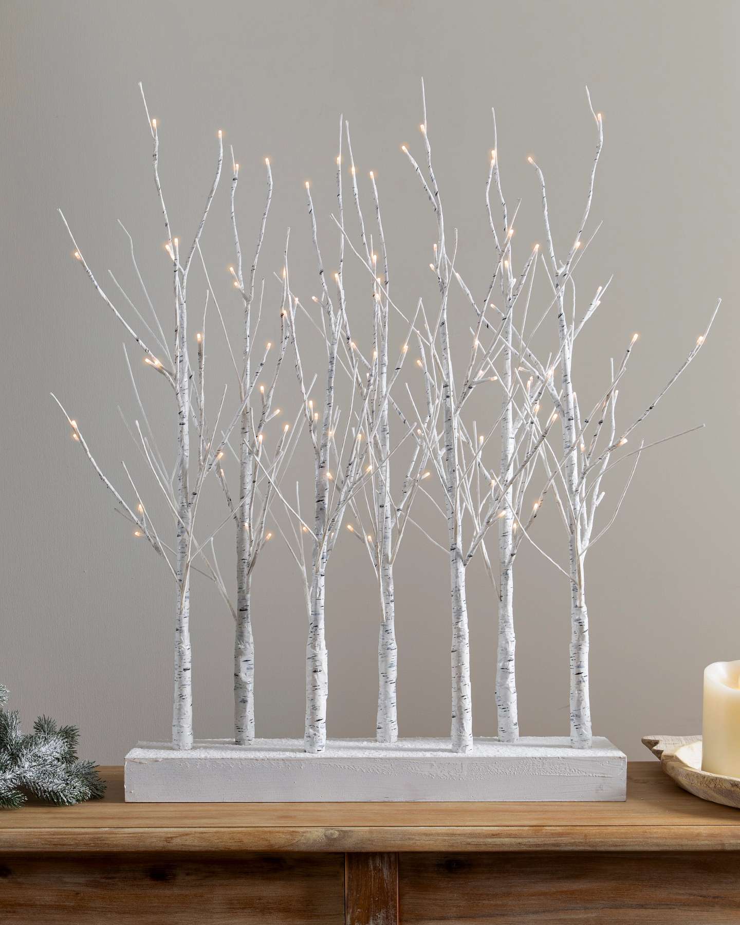 Balsam Hill Winter Birch LED Artificial Christmas Tree Grove LED Setting