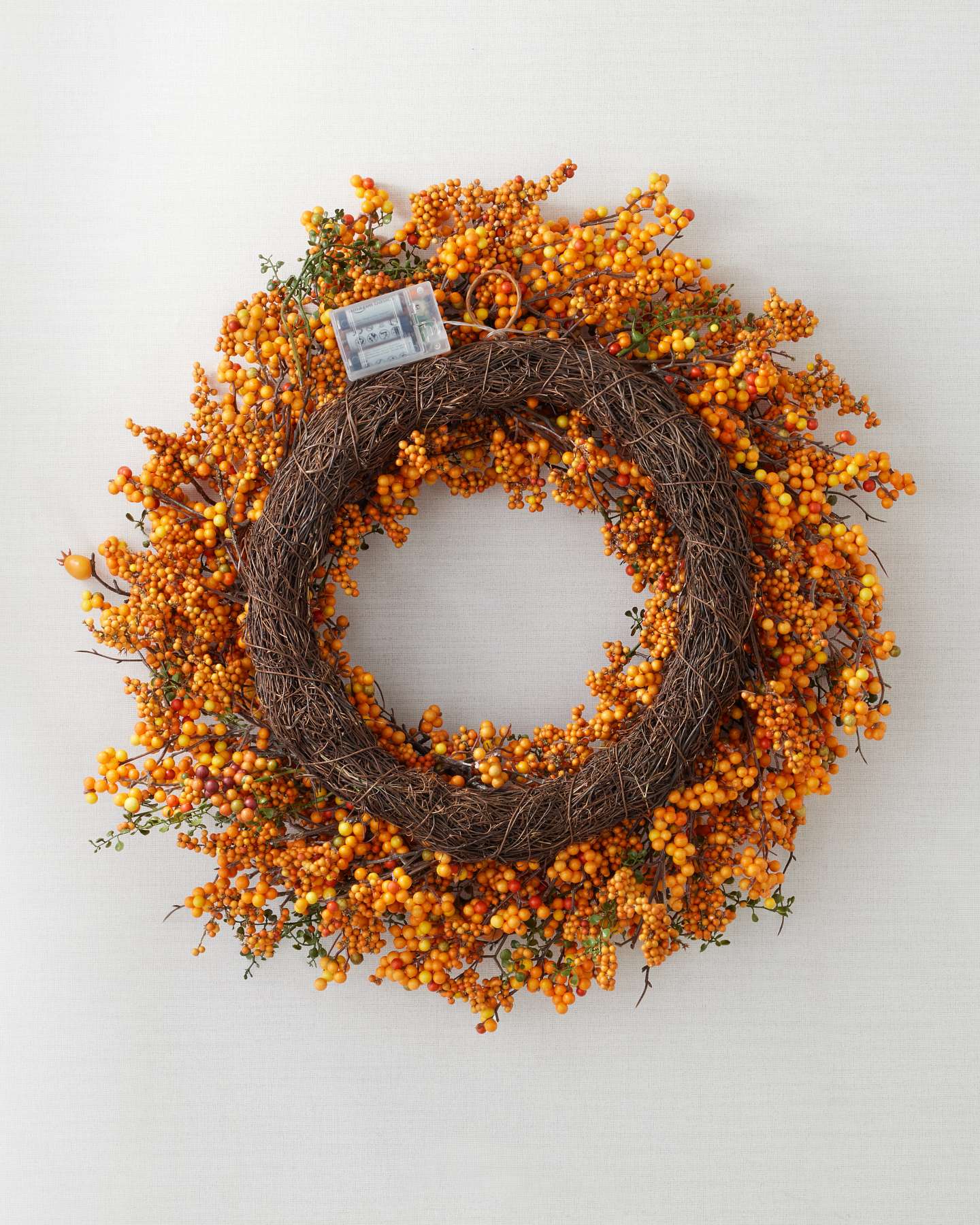 Balsam Hill 26 Inch Orange Berry and Pinecone Artificial Fall Wreath Close-Up