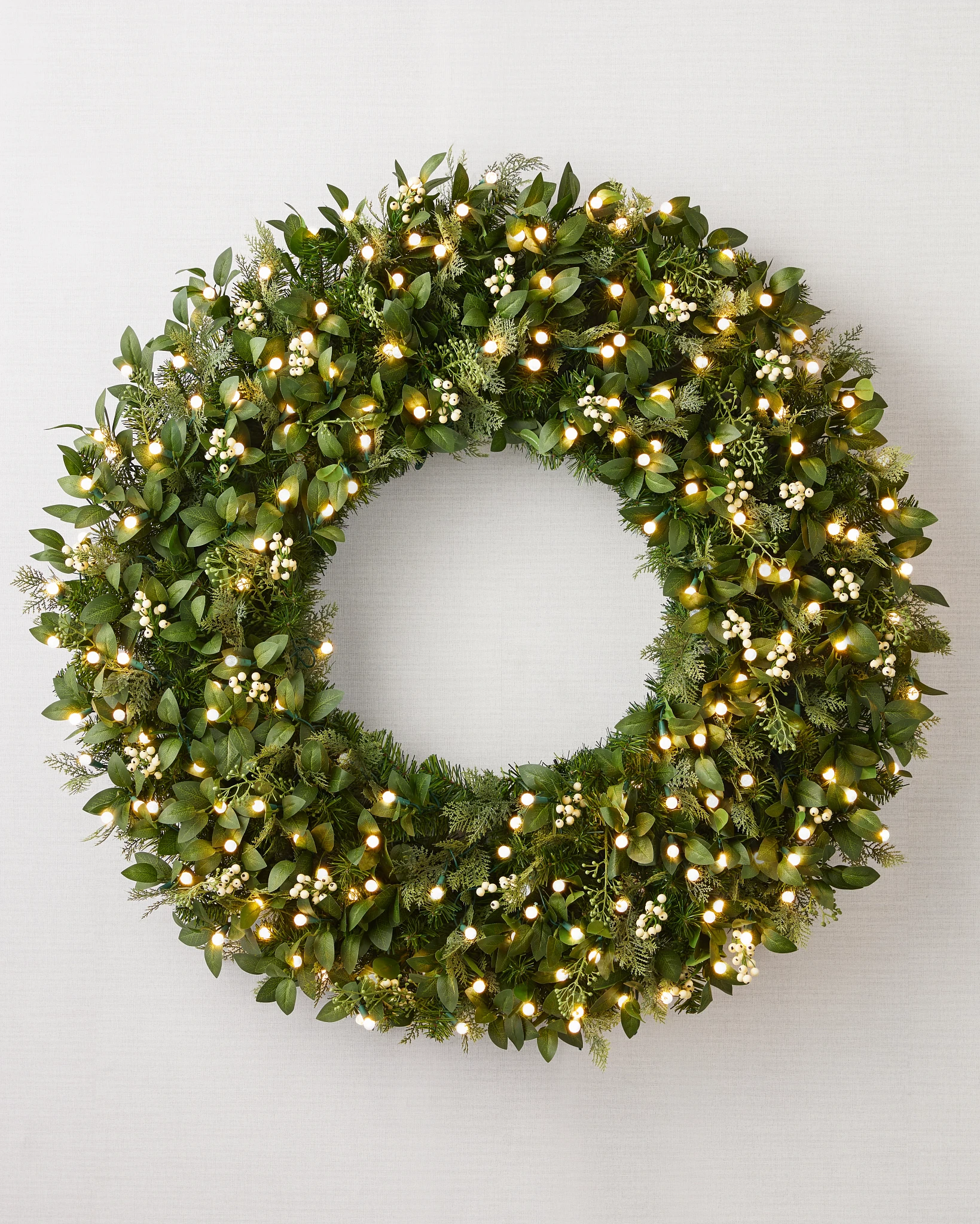 Outdoor White Berry Cypress Wreath