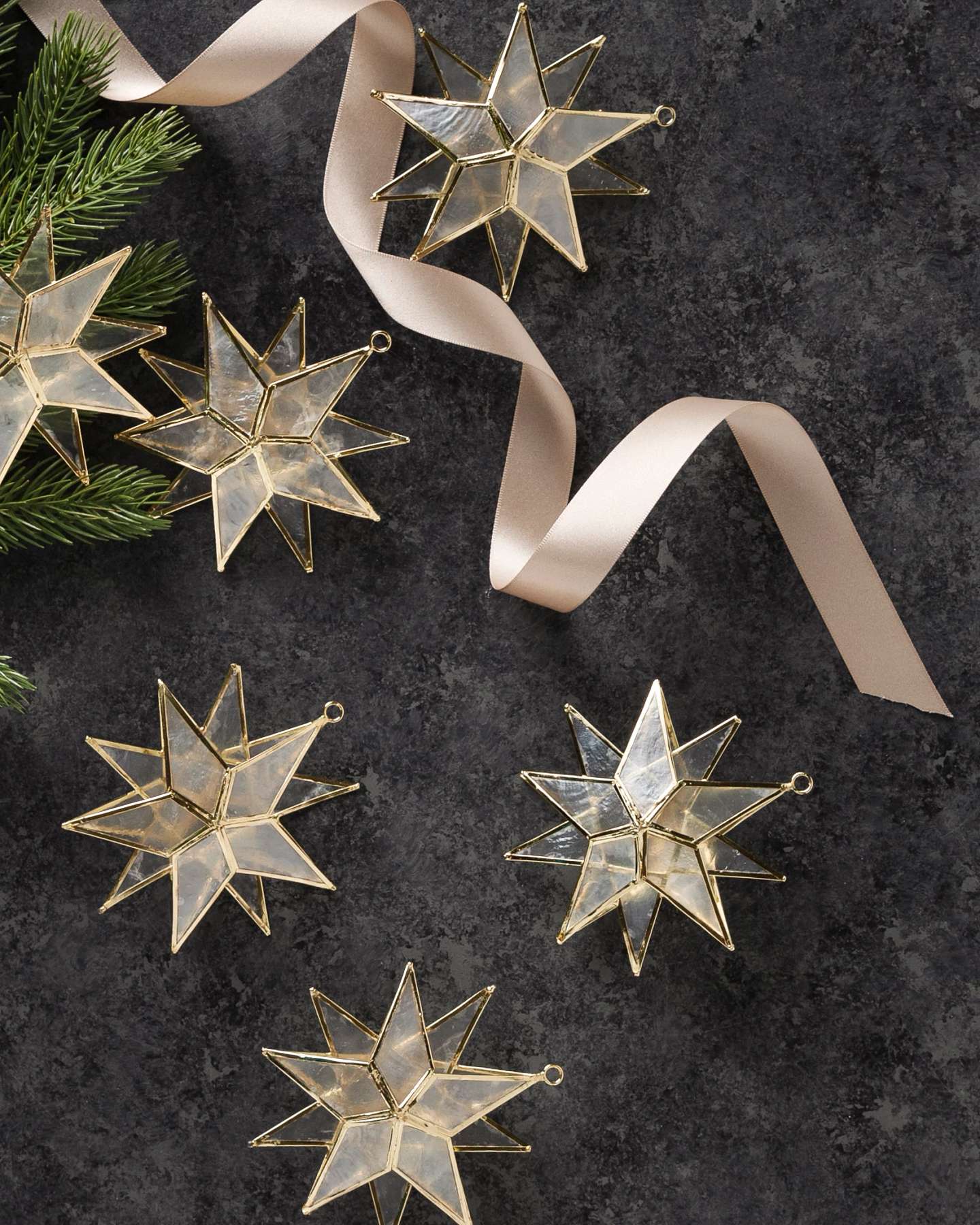 Star Capiz Ornaments Set of 6 by Balsam Hill SSCR