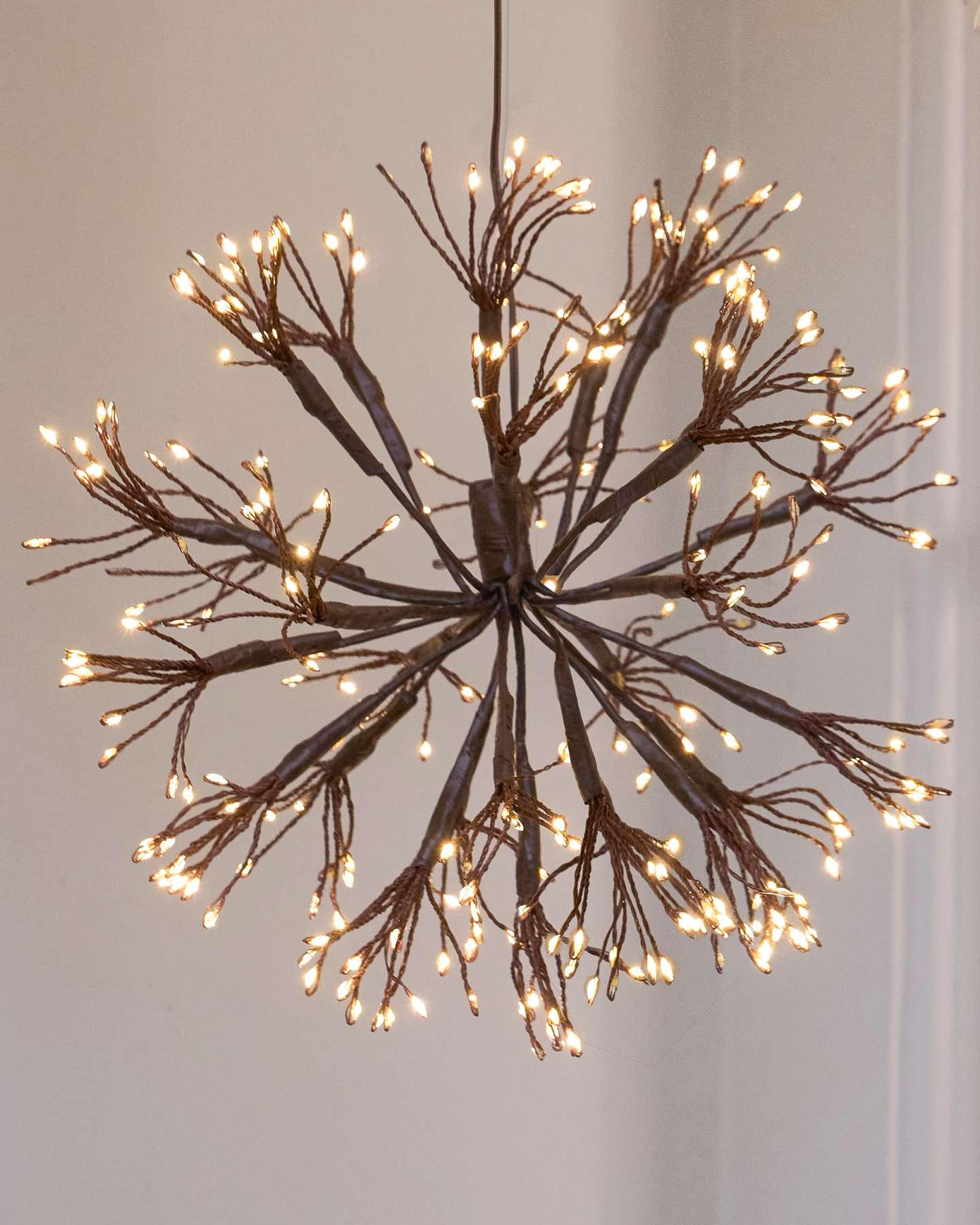 Balsam Hill 8-Inch Brown Outdoor Cluster Fairy Starburst Lights Set of 2 Closeup