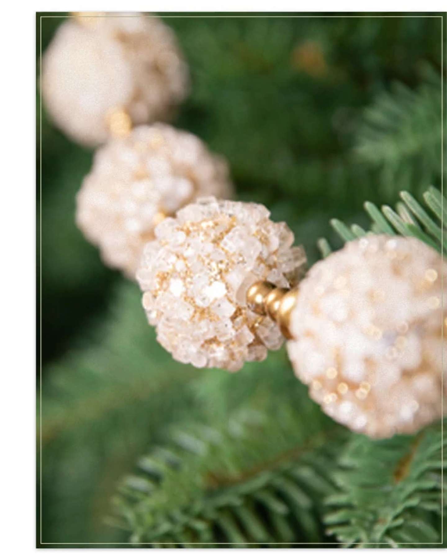 Balsam Hill Ice Crystal Beaded Christmas Tree Garland Set Product Display