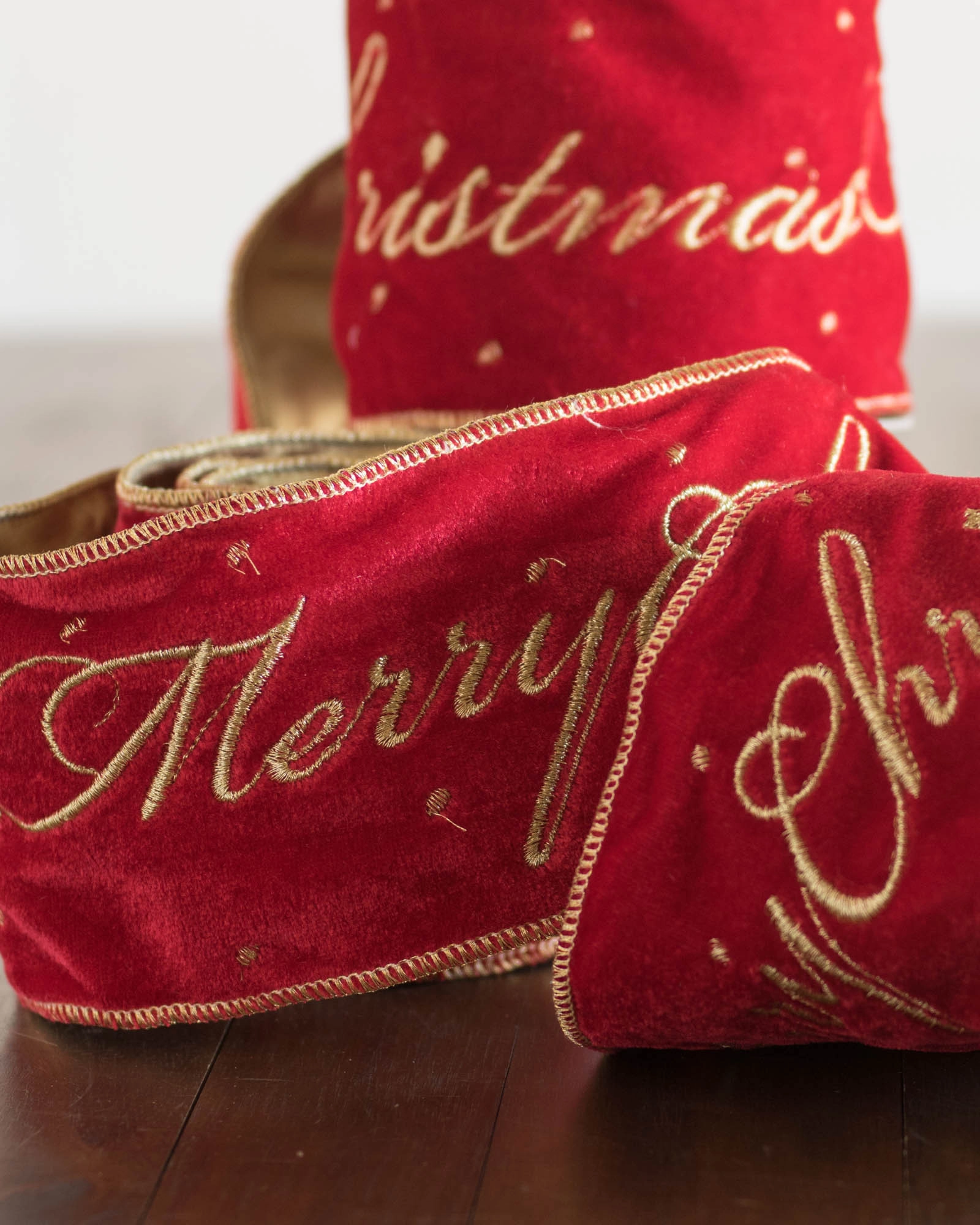 Merry Christmas Velvet Christmas Tree Ribbon Balsam Hill