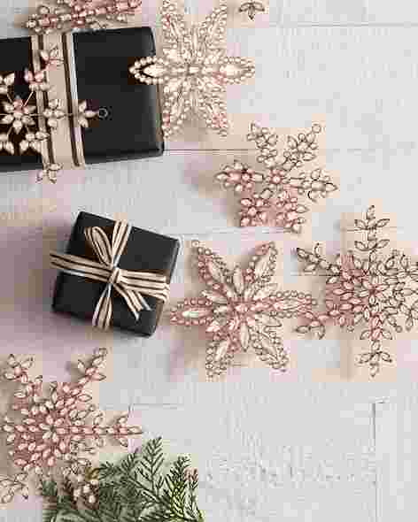 Winter Wishes Rose Gold Snowflake Ornament Set 8 Pieces by Balsam Hill SSCR 50