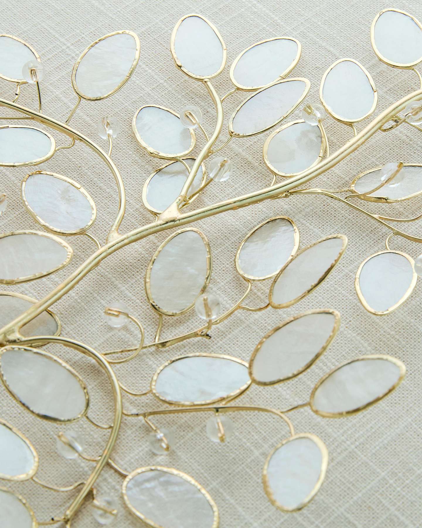 Capiz & Crystal Leaves Christmas Picks, Set of 3
