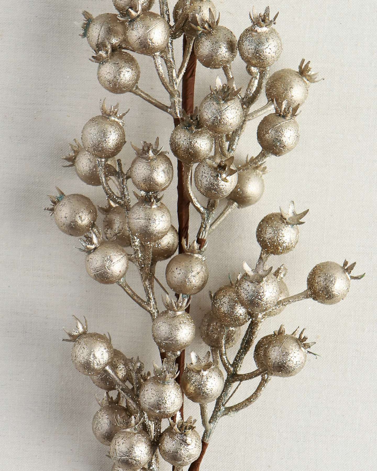 Balsam Hill Large Champagne Berry Artificial Christmas Tree Picks Set of 12 Closeup Highlighting Shimmering Berries