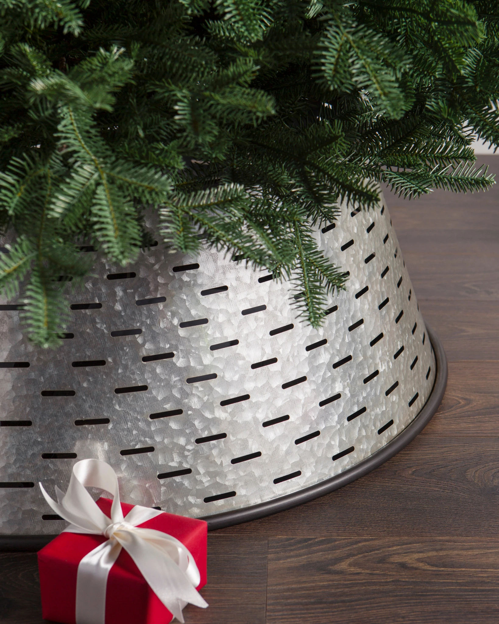 Iron Olive Bucket Christmas Tree Collar Balsam Hill