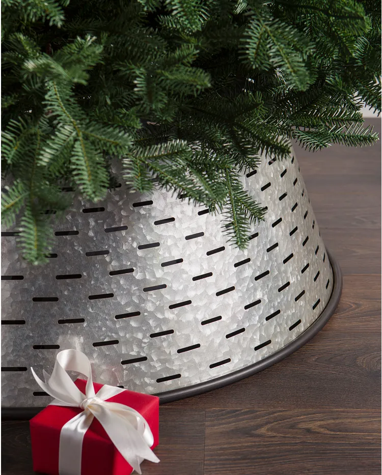 Iron Olive Bucket Christmas Tree Collar Balsam Hill