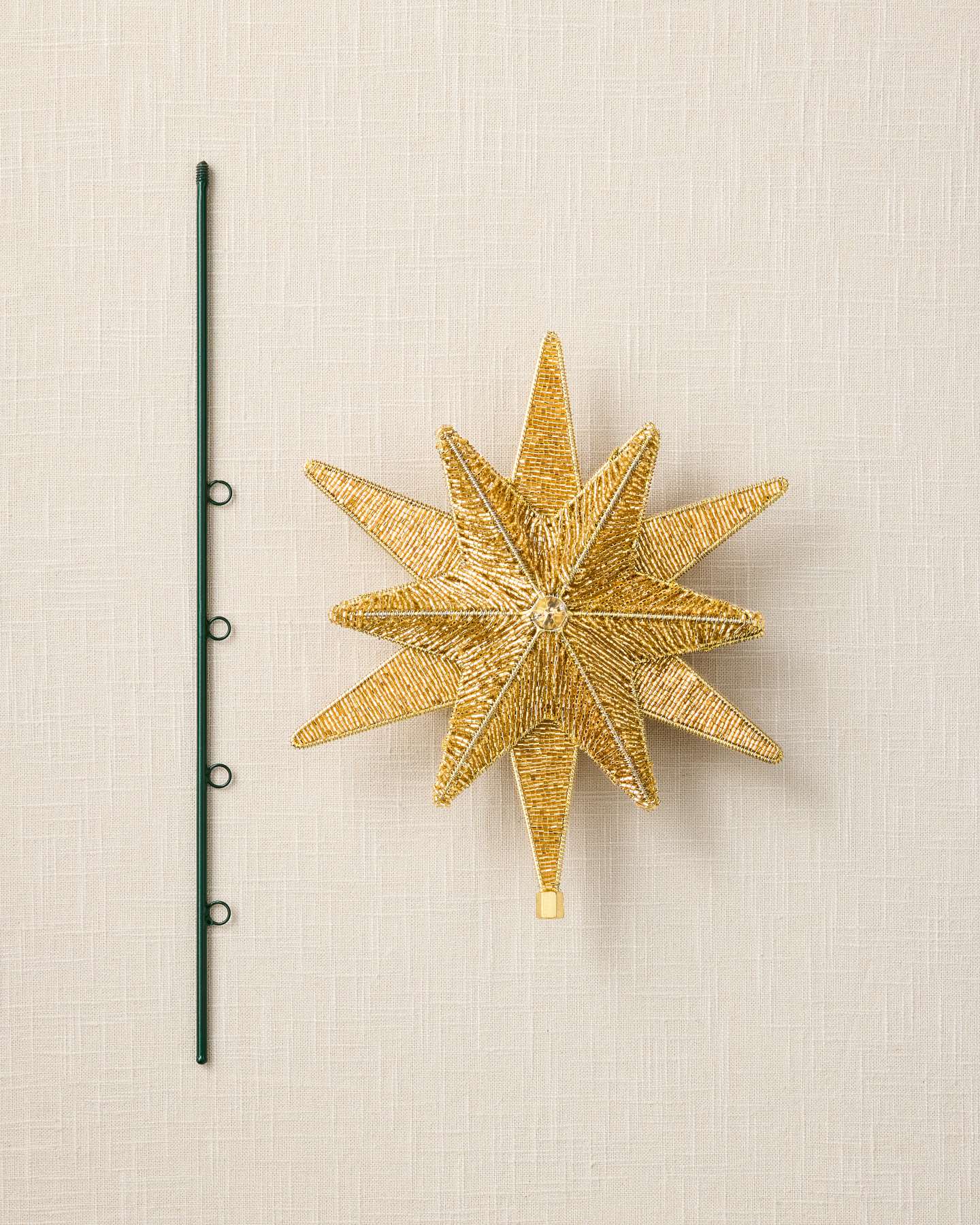 10" Gold Beaded Starburst Tree Topper