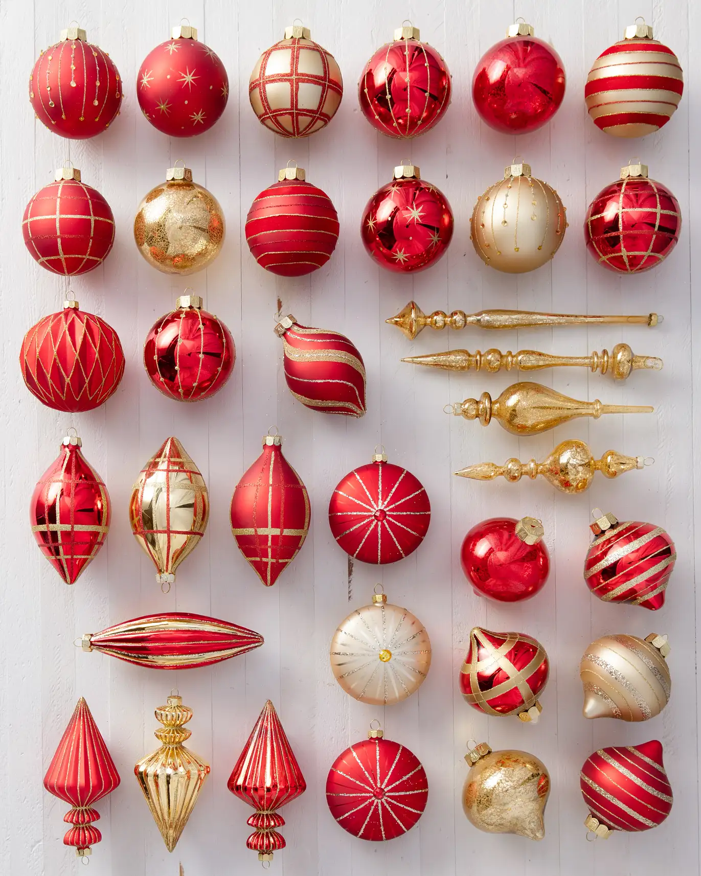 Image of Traditional Christmas Charm Glass Ornament Set