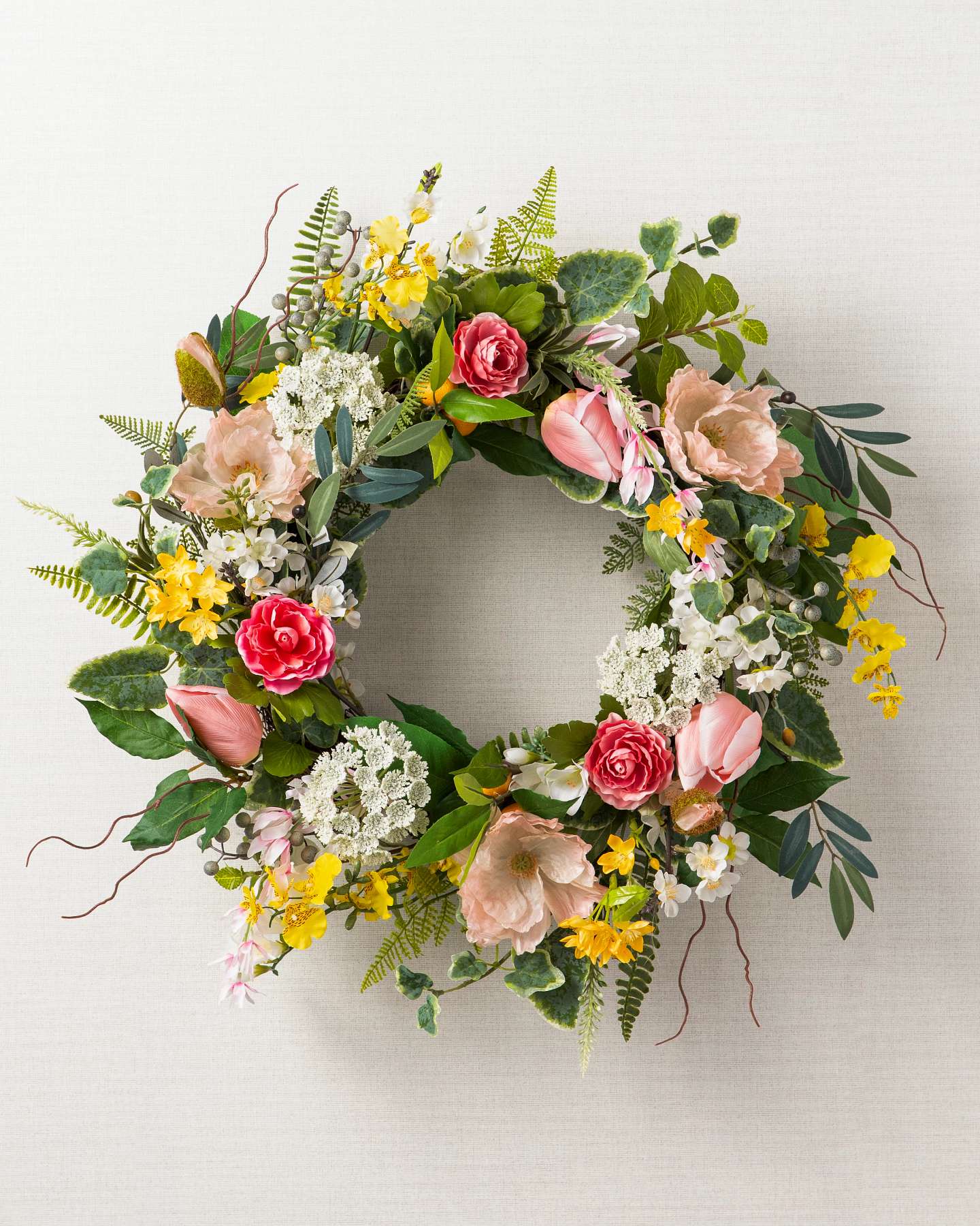 Balsam Hill Spring in Bloom Wreath 22-Inch with Lush Greenery