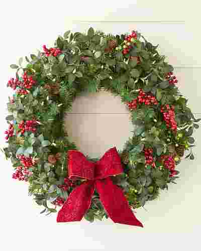 Bay Laurel with Mixed Berries Wreath by Balsam Hill SSC 10
