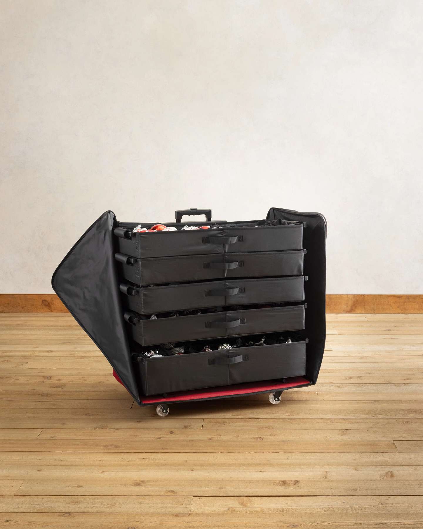140-Piece Deluxe Telescoping Rolling Ornament Chest