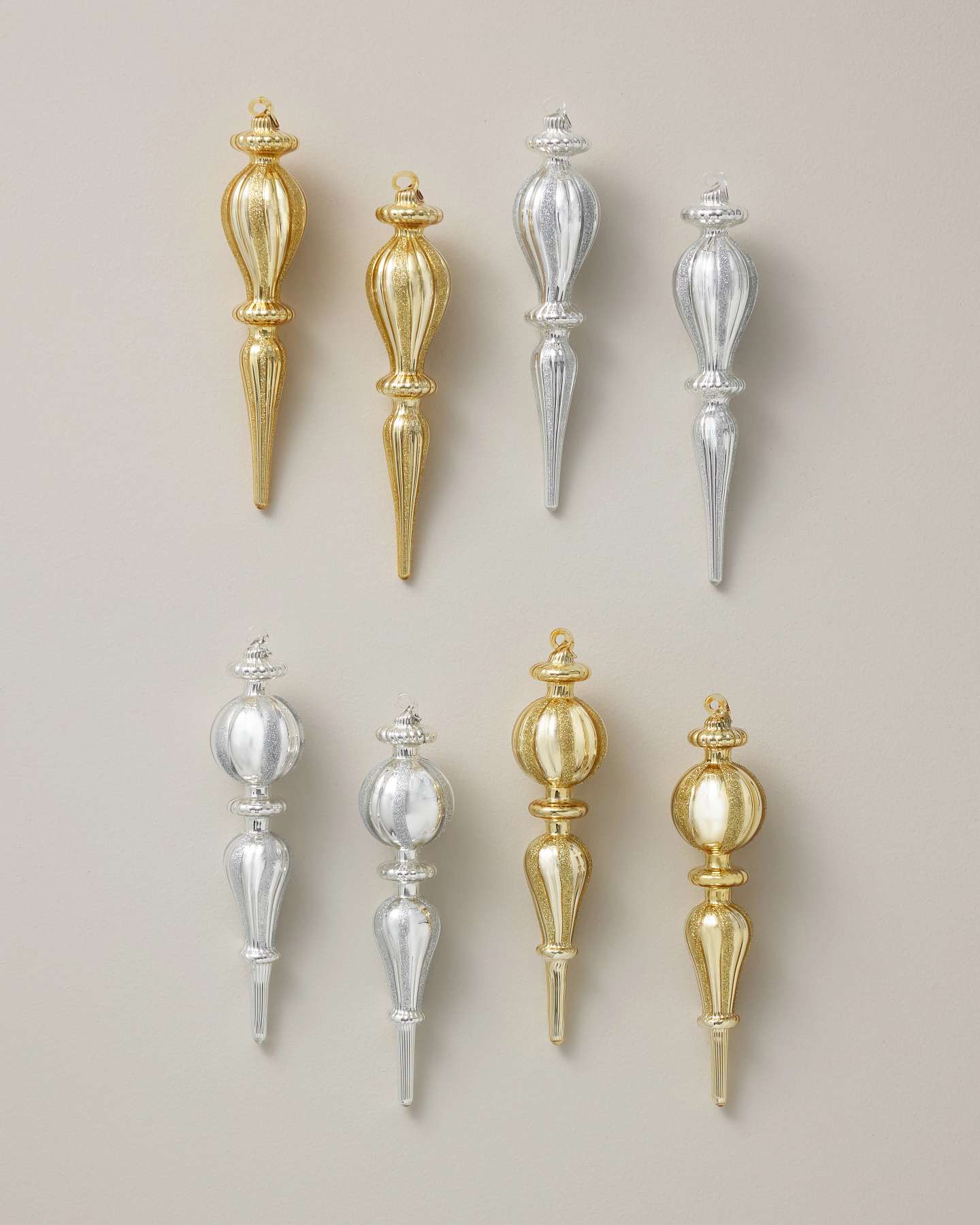 BH Heritage Jewelled Finial Baubles, Set of 8