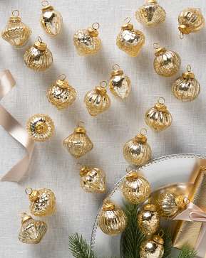 Gold BH Essentials Mercury Glass Ornament Set Gold BH Essentials Mercury Glass Ornament Set