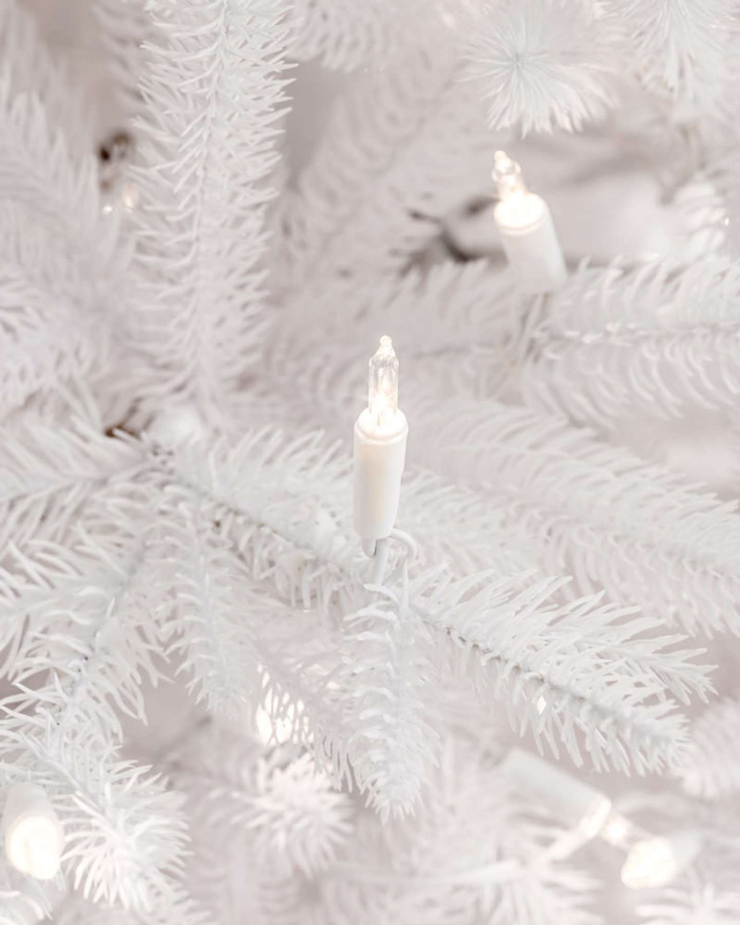 Balsam Hill Denali White Artificial Christmas Tree LED Clear Closeup