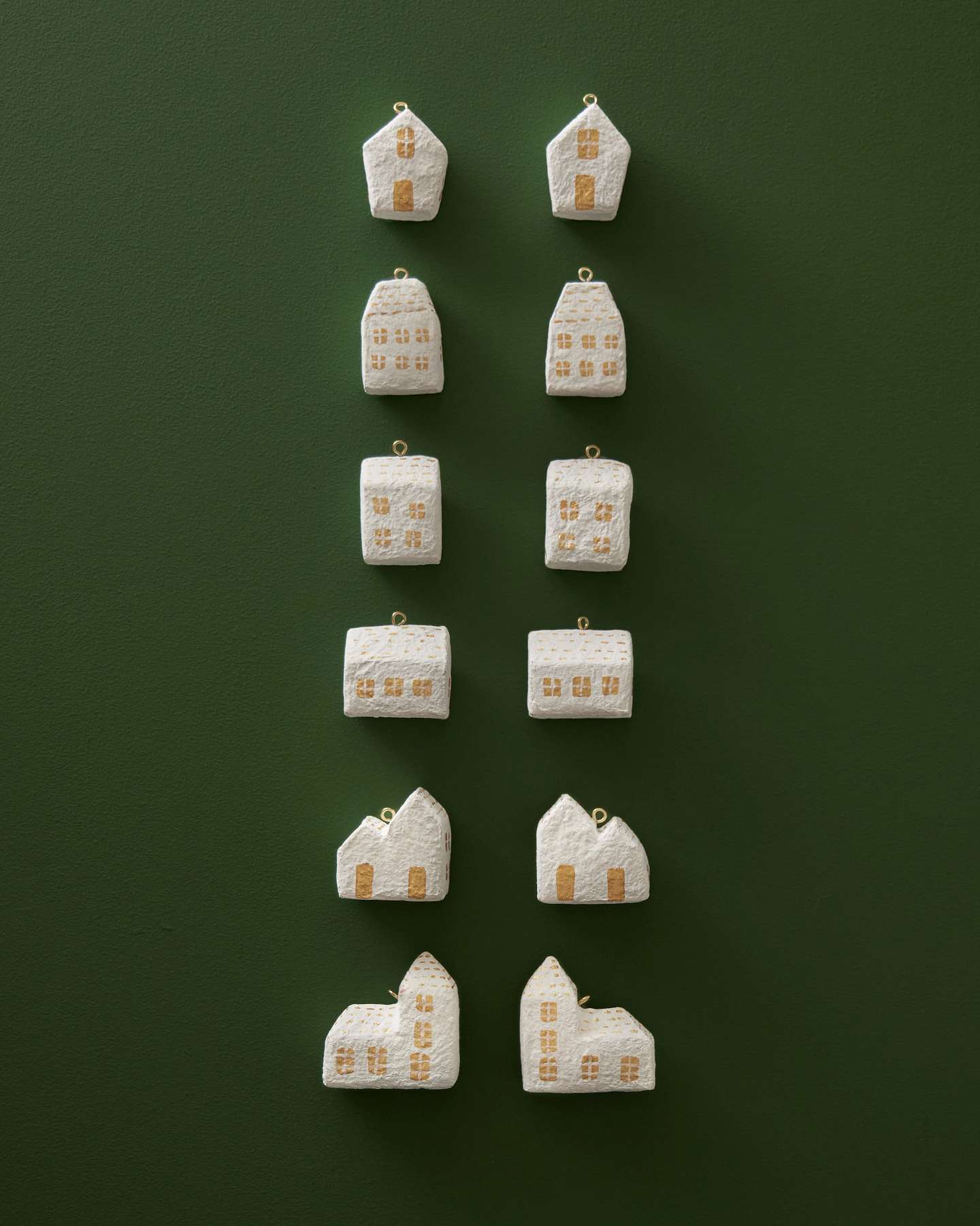 Festive Katran House Ornaments, Set of 12