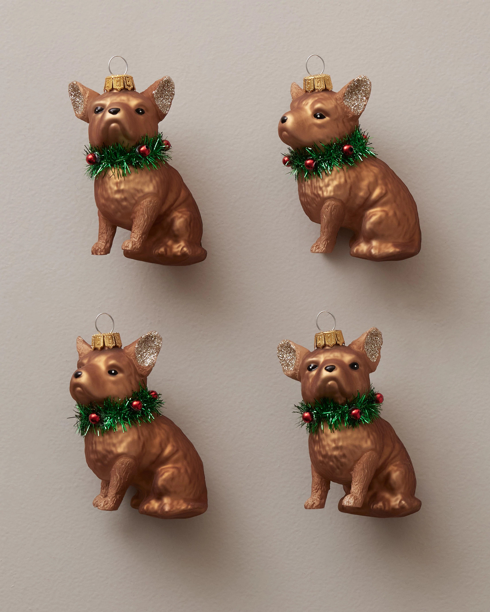 Christmas Chihuahua Glass Ornament Set