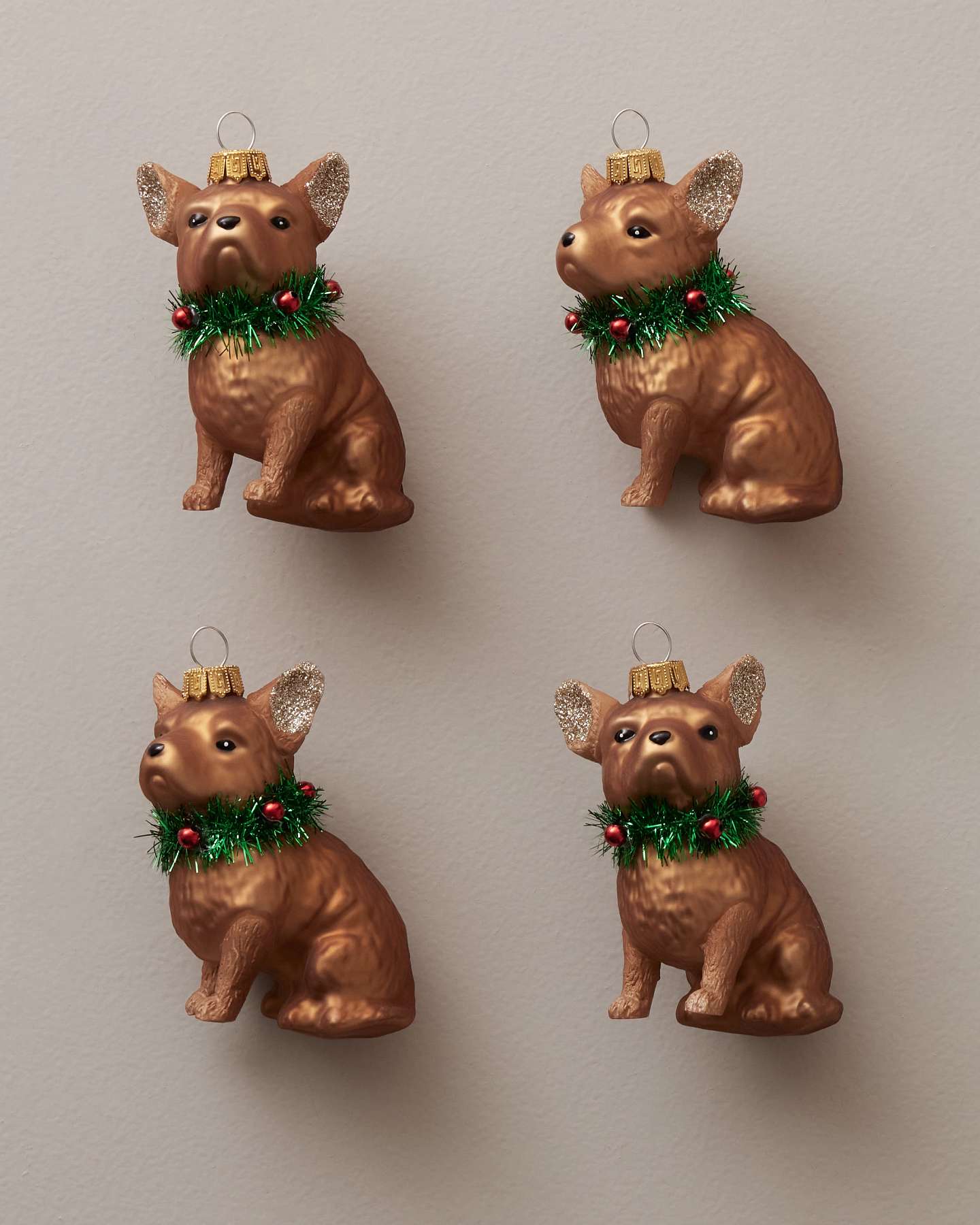 Christmas Chihuahua Glass Ornaments, Set of 4