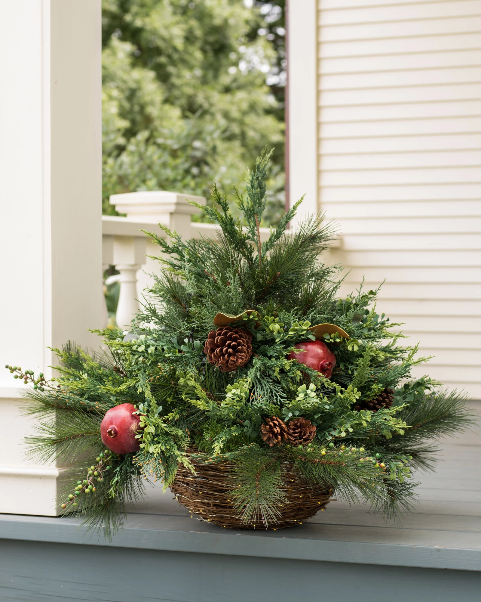 LED Mixed Pine Hanging Basket