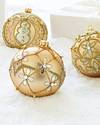 Burgundy and Gold Decorated Glass Ball Ornament Set, 4 Pieces by Balsam Hill Closeup 70