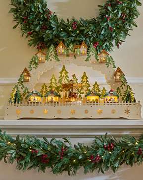 Lit Wooden Animated Holiday Carousel Village Lit Wooden Animated Holiday Carousel Village