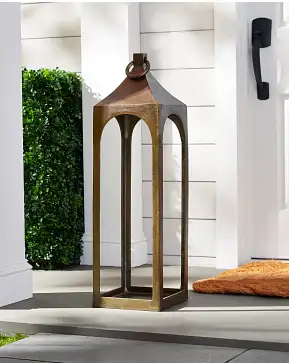 Brass Antiqued Metal Lantern Brass Antiqued Metal Lantern