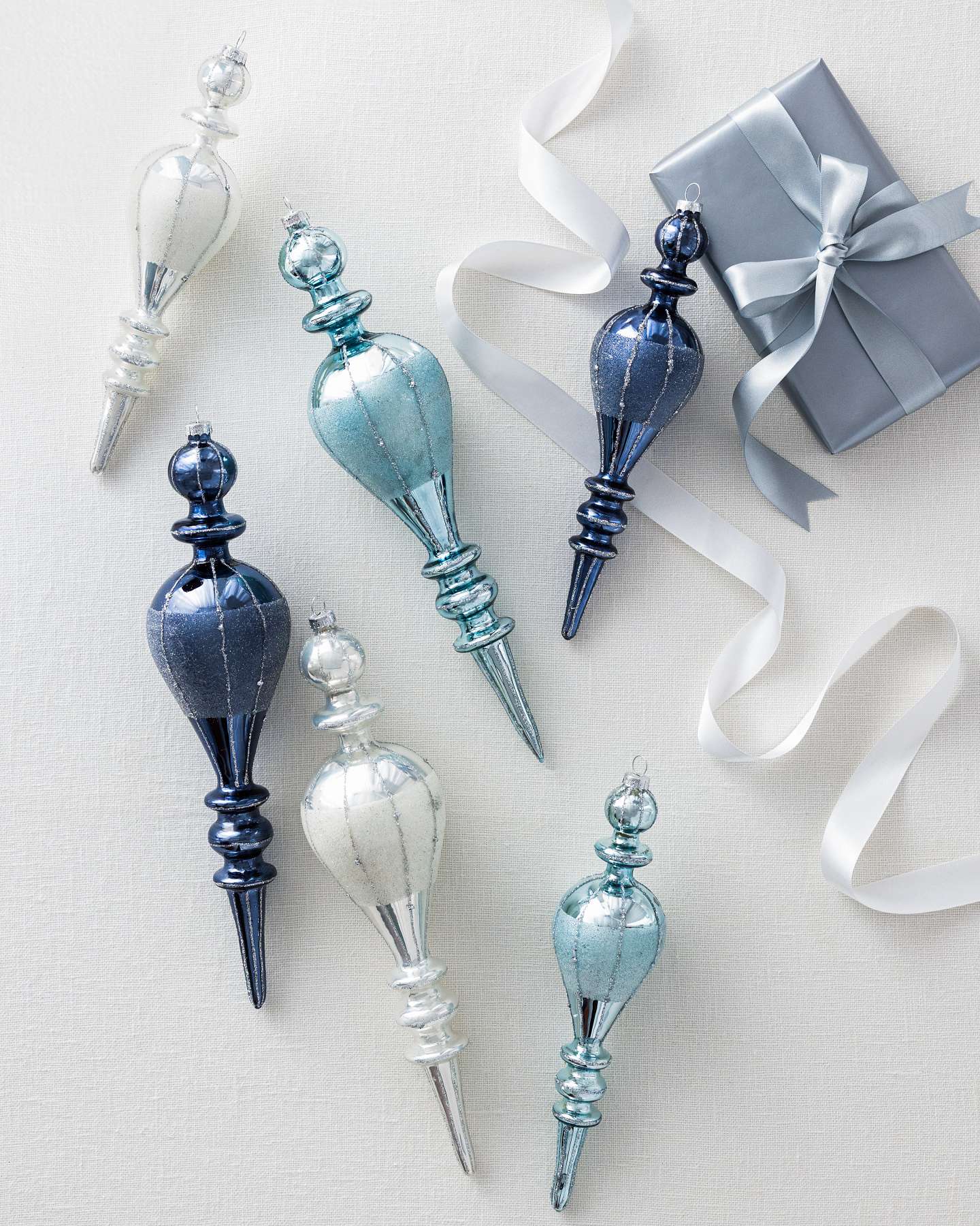 Balsam Hill Starry Night Finial Christmas Ornaments Set of 6 for Elegant Trees