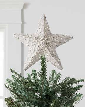 White Radiant Star Beaded Tree Topper White Radiant Star Beaded Tree Topper